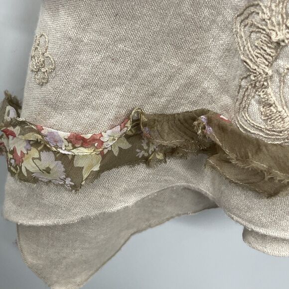 J Jill Women Skirt 16P Linen Mermaid Handkerchief Floral Embellished Cottage - Picture 4 of 12